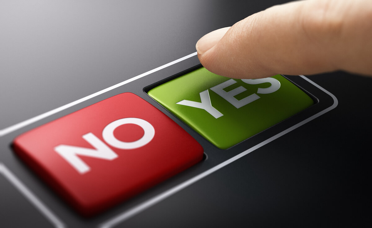 Should I sell my business: Yes - No buttons