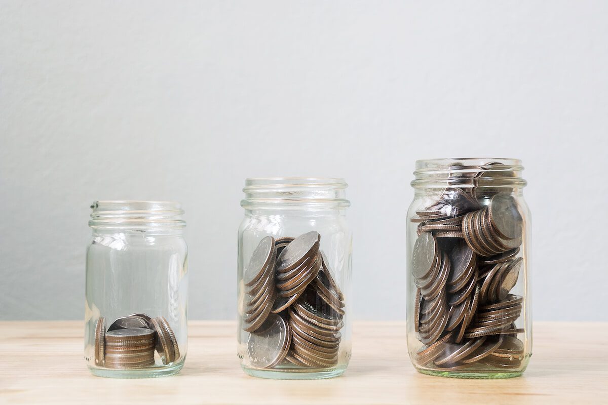 Selling a small business: 3 jars with coins in them
